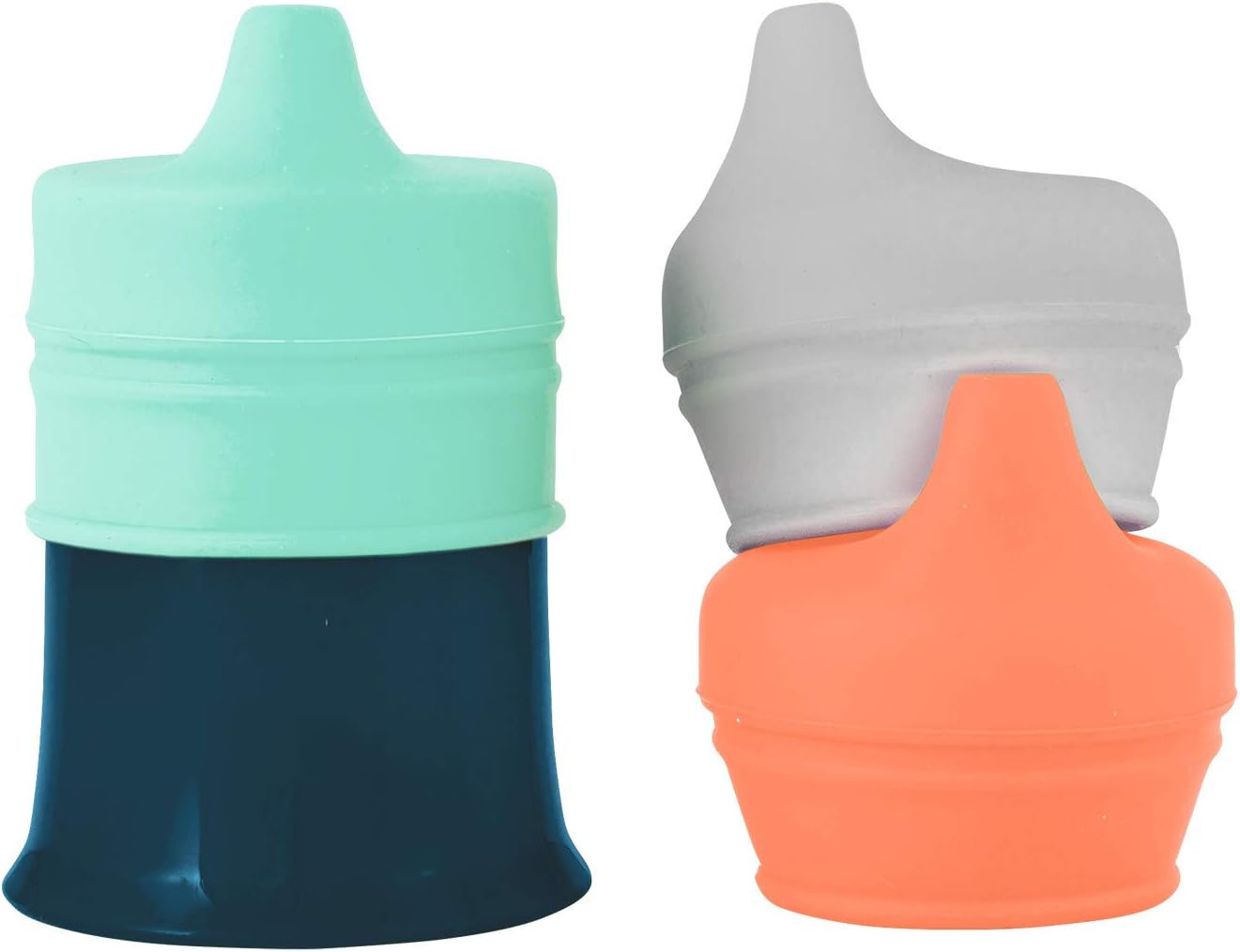 Snug Silicone Sippy Cup Lids - Convert Kids Cups or Toddler Cups into Sippy Cups - Toddler Feeding Supplies - 3 Count - MultiColour