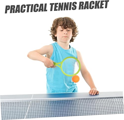 Miniatura 8 de Raqueta de tenis ligera para principiantes, raquetas de plástico en verde amarillo juego de captura al aire libre para niños que mejoran las