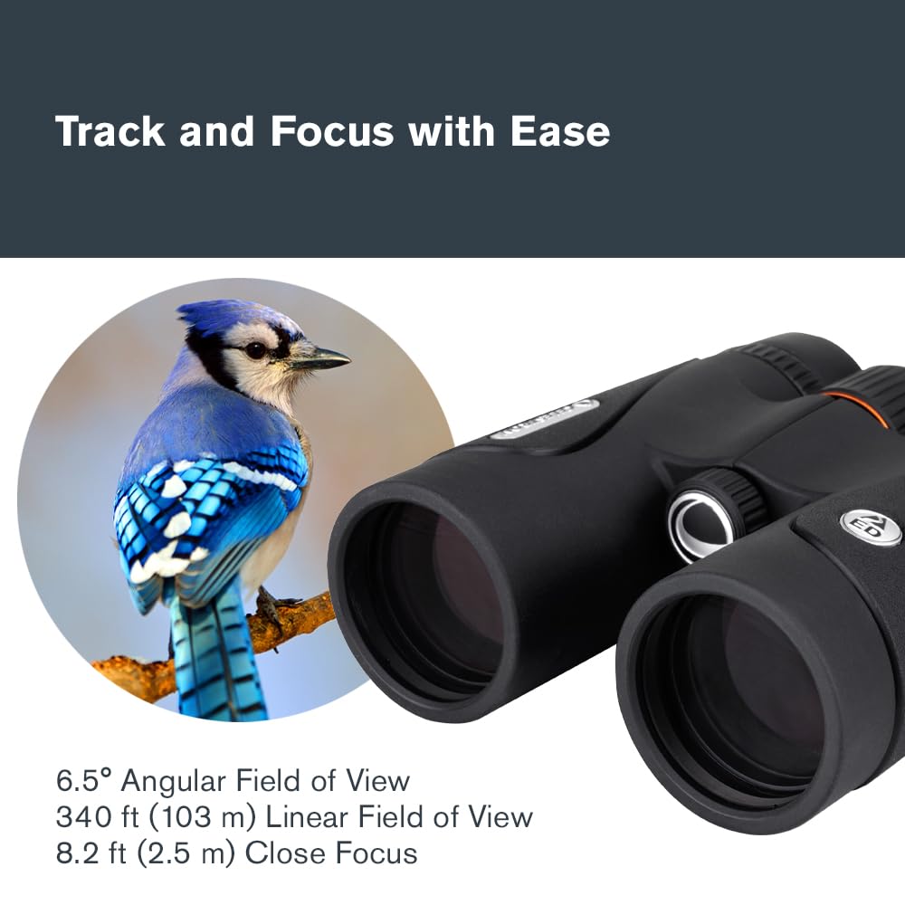 Celestron 71407 TrailSeeker ED 10 x 42 Binocolo con prisma a tetto, lente completamente multistrato, vetro prismatico BaK-4, nero