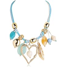 Scarf Necklace Boho Charm Heart Necklaces For Women Chunky Gold Plated Pendant Fashion Jewelry Gifts