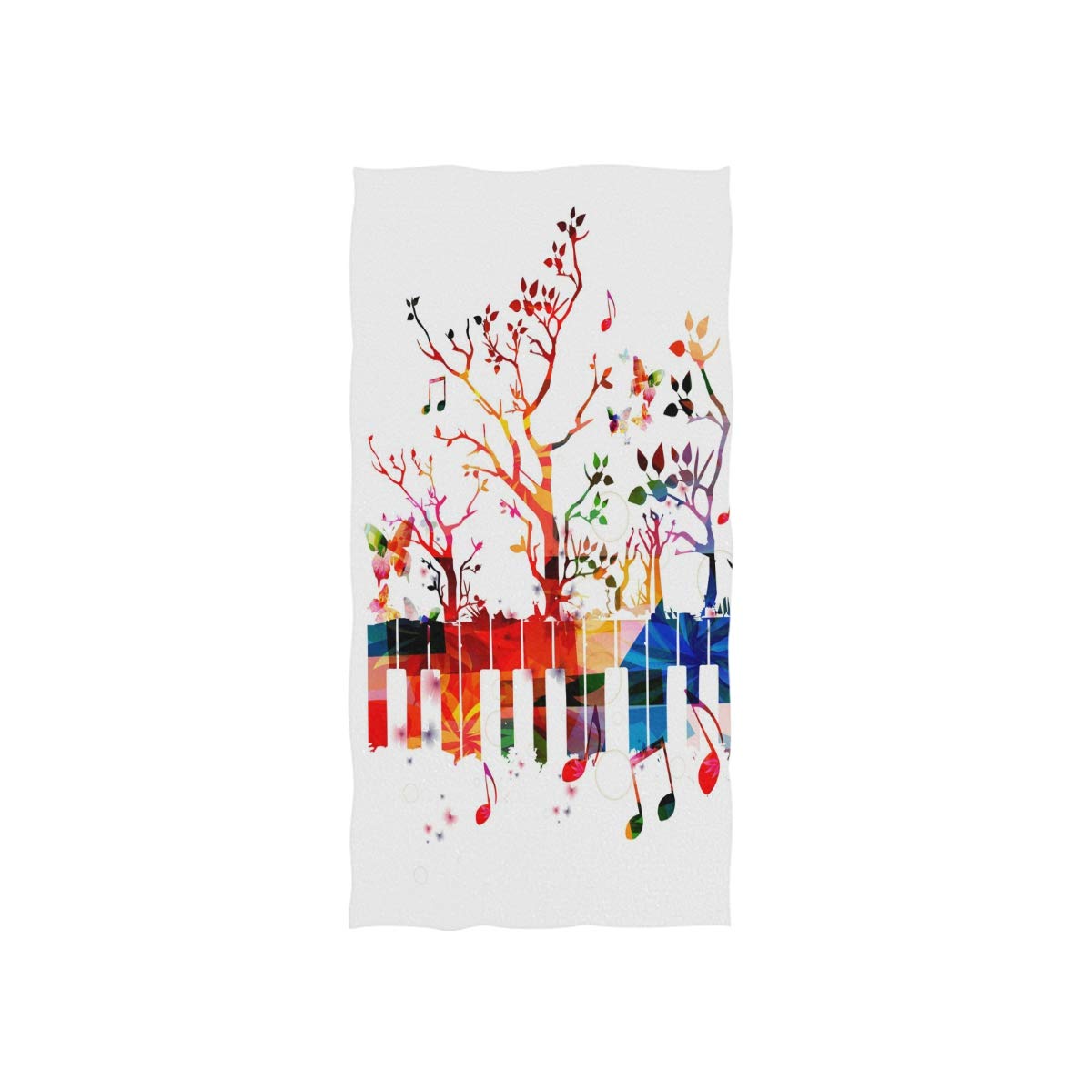 Naanle Colorful Piano Keyboard with Music Note Tree of Life Butterfly Musical On White Soft Bath Towel Absorbent Hand Towels Multipurpose for Bathroom Hotel Gym and Spa 30