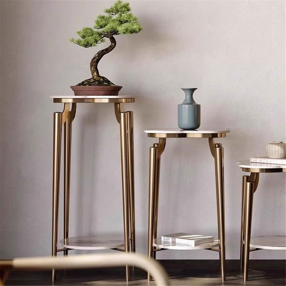 Soporte para bonsáis Estantería Ligera de Lujo con Placa de Roca for Plantas de Interior, de Acero Inoxidable, for Sala de Estar, balcón(Pequeño)