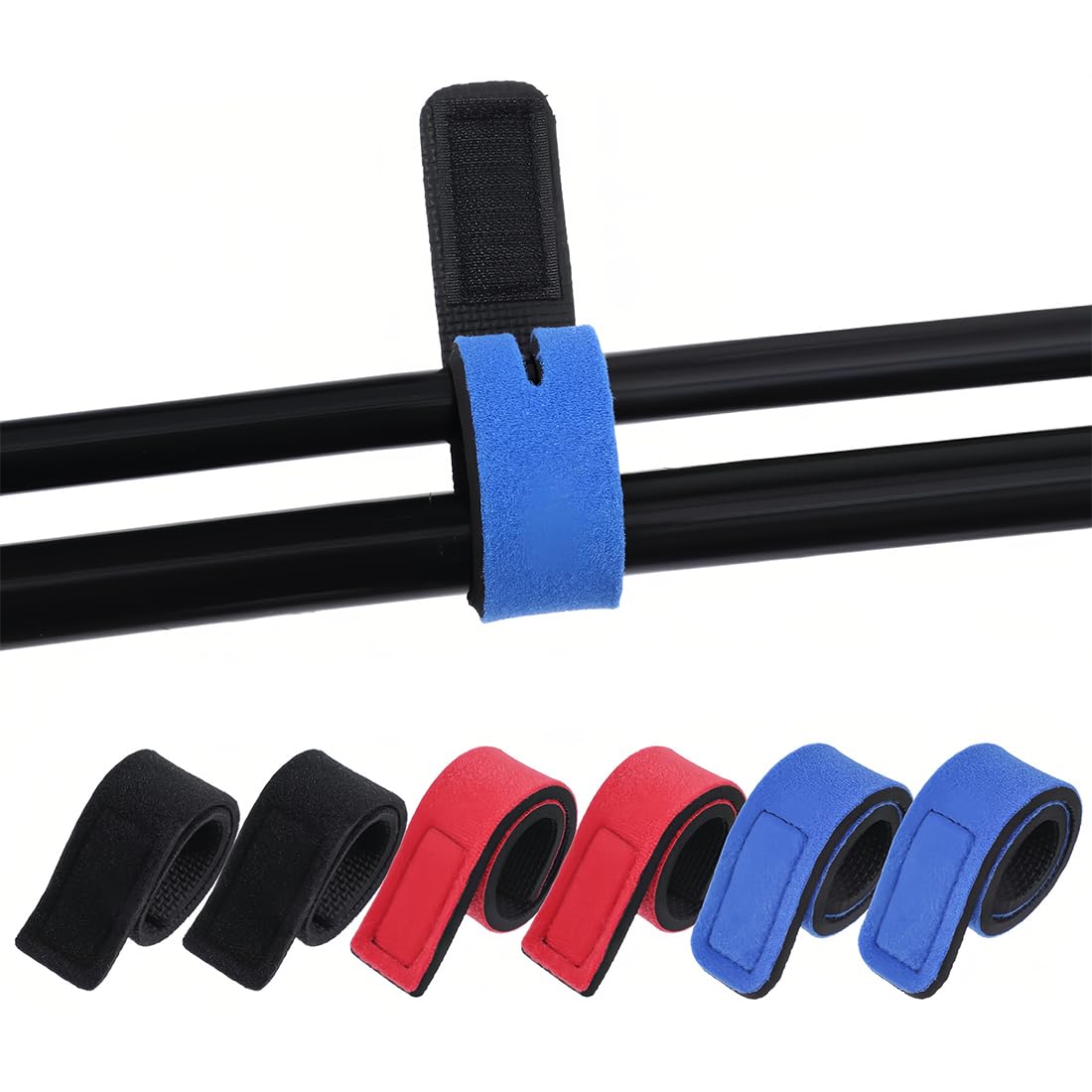 Scratch pour Canne à pêche，Sangle Scratch，Fourreau canne a peche，Elastique Peche Housse pour peche carpe，Maintenir Vos brins de Cannes Ensemble，6 PCS