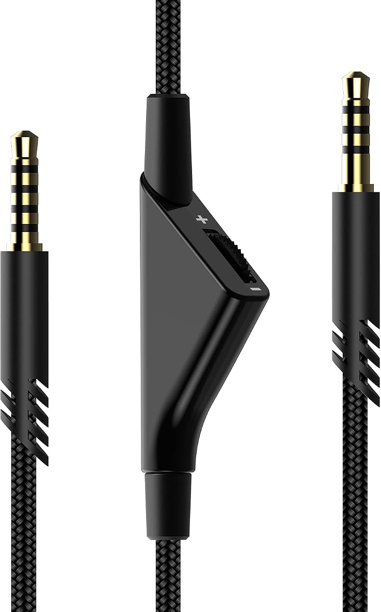 Tonmom Replacement for Astro A40 Cord, A10 Headset Cable Braided Wire, 6.5 Feet/2.0 M Volume Control Cable Compatible with Astro A40TR/A40/A10 Gaming Headsets Cord (Black)