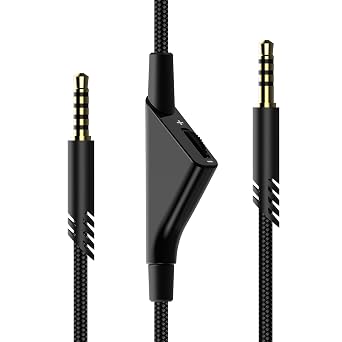 Tonmom Replacement for Astro A40 Cord, A10 Headset Cable Braided Wire, 6.5 Feet/2.0 M Volume Control Cable Compatible with Astro A40TR/A40/A10 Gaming Headsets Cord Black