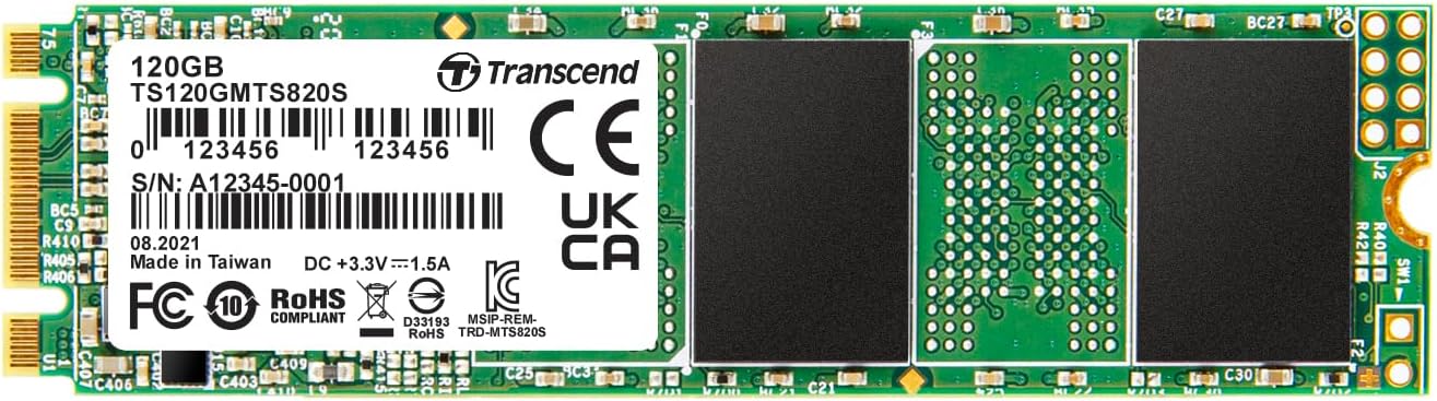TS120GMTS820S 120GB M.2 SSD 820S SATA III 6Gb/s interface, Black-Green
