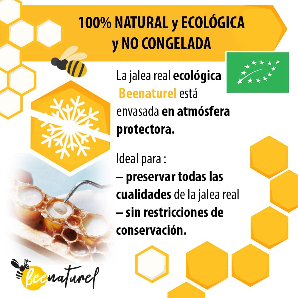 Jalea Real Ecológica 120g | 120 dosis de 1g | Programa de invierno 4 meses | Jalea Real fresca pura francesa | Inmunidad adultos y niños | 100% Natural