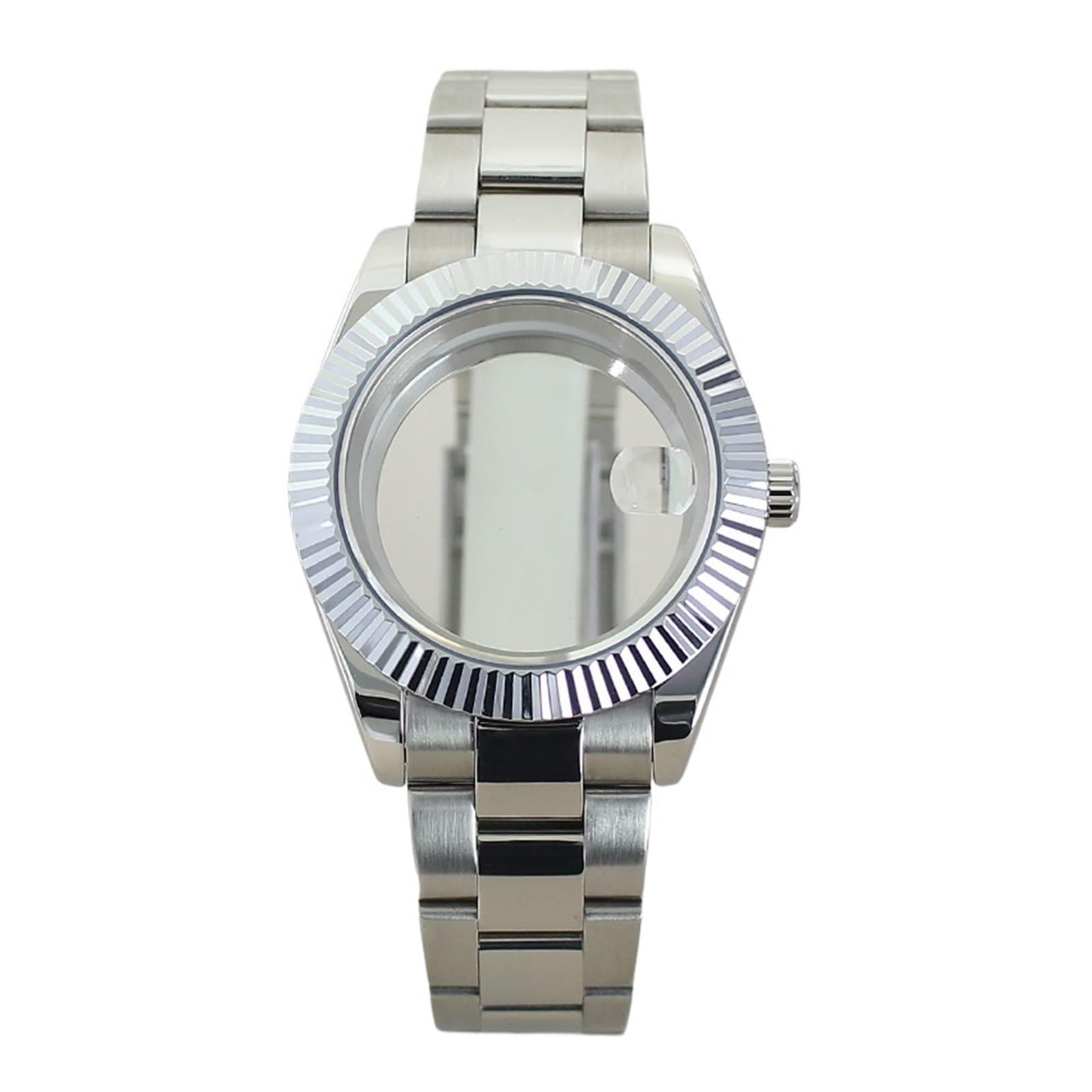 1pc 36mm 39mm NH35 karbowany zakrzywiony zegarek wymienna obudowa Sapphire dla NH36 NH38 NH34 Miyota8215 Movt 10ATM bransoletka jubileuszowa