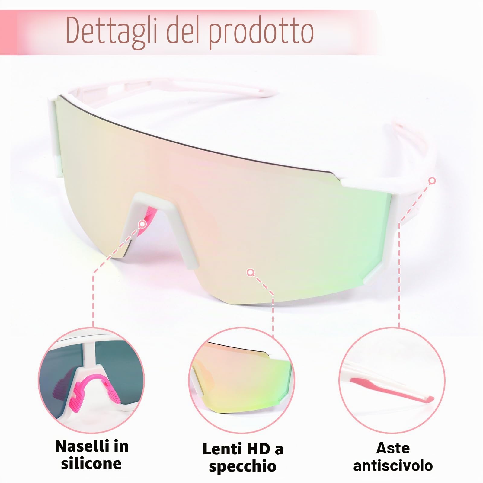 Occhiali veloci Occhiali da sole sportivi Uomo Donne Occhiali da sole polarizzati Occhiali da ciclismo Occhiali da corsa per MTB Ciclismo su strada Ciclismo Sci Ciclismo Corsa con UV400