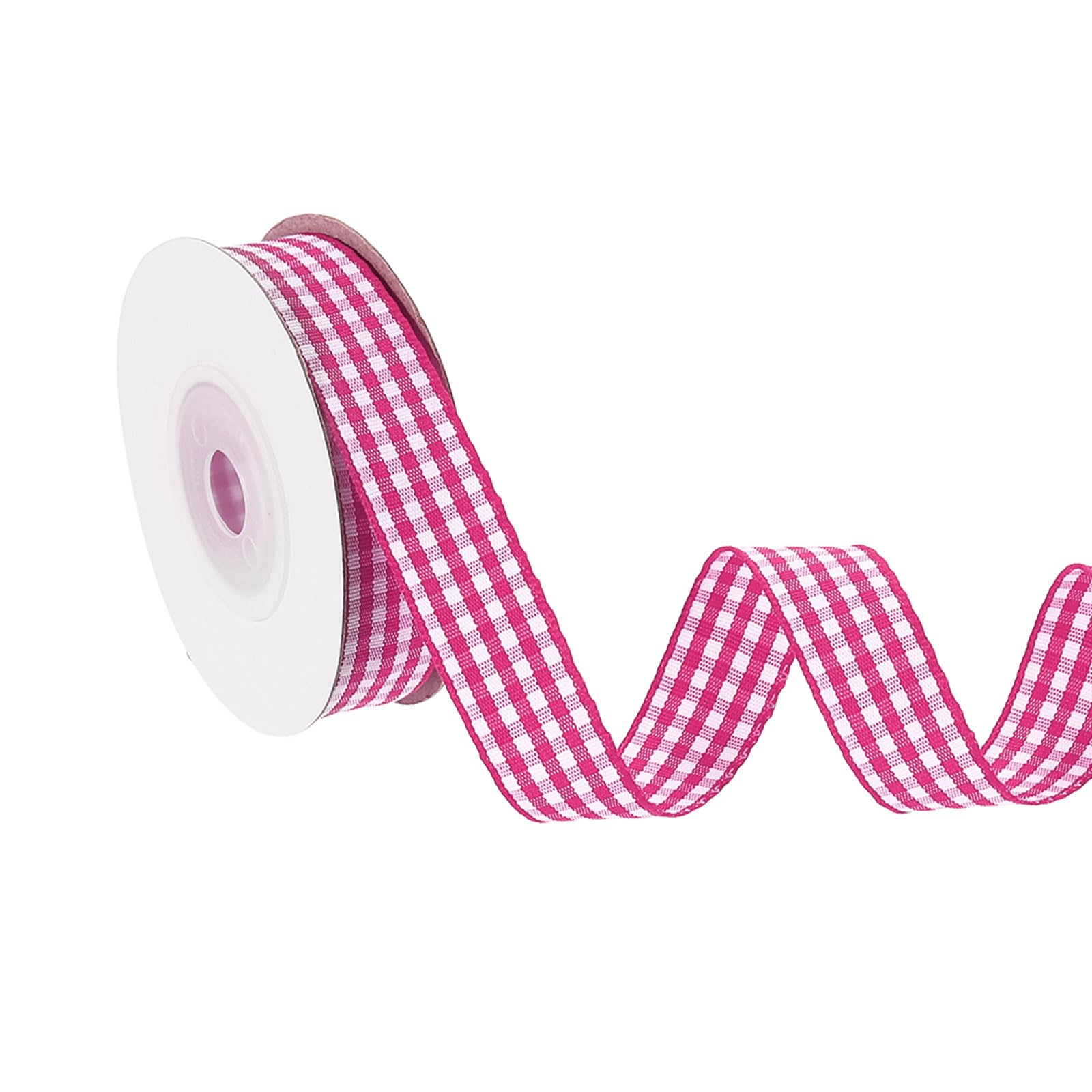 PATIKIL 10 Yard x 5/8 Inch Gingham Ribbon, Plaid Ribbon Nylon Checkered Gift Wrapping Strip for Thanksgiving Bow Wreath Craft Birthday Wedding, Rose Red — image 1