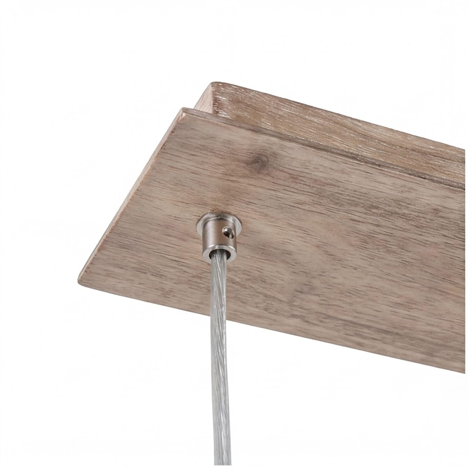 Lámpara colgante para mesa alargada moderna de vidrio y madera regulable en altura L:97 cm de tres luces E14 antideslumbrante ideal para sala de estar y comedor estilo escandinavo