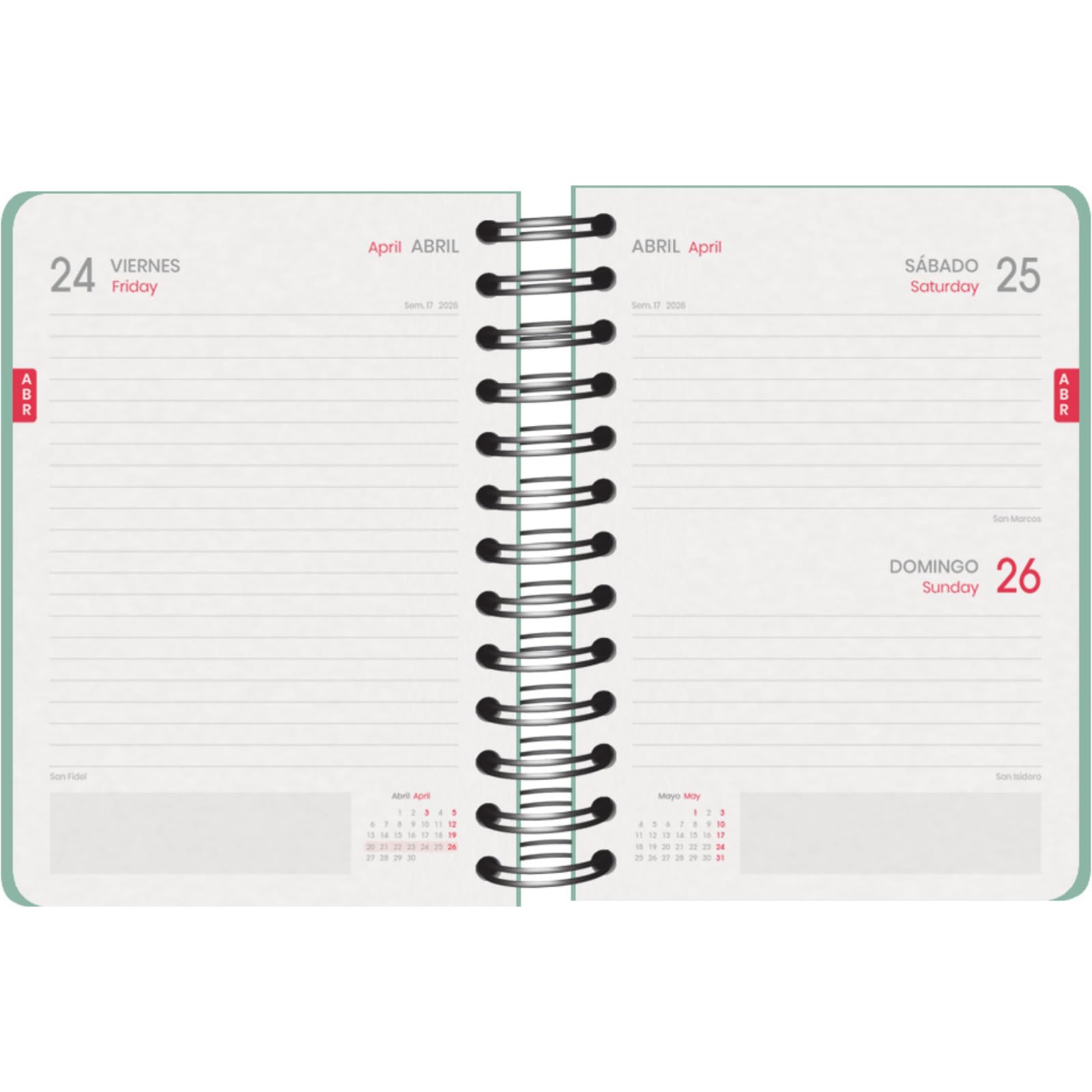 Dohe, School Planner 2025 2026, Day per Page, A6 Size (12x17 cm), Spanish and English, September to June - Image 2