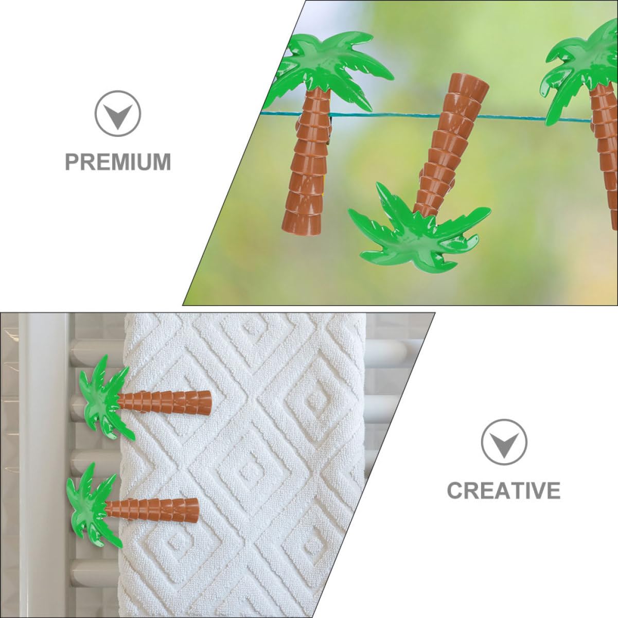 OUNONA 2 Ensembles Pinces Coupe-Vent Serviette De Plage Piscine Pinces À Serviettes De Plein Air Clip Chaise De Plage Cocotier Vêtements Plastique 4 Pièces * 2