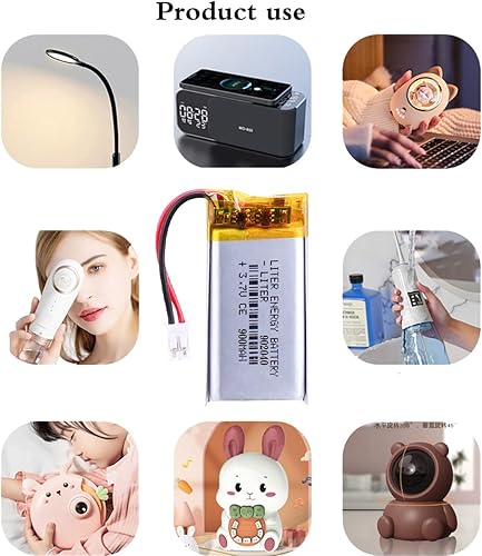 Miniatura 5 de 3.7V 902040 900mAh batería de iones de polímero de litio recargable batería de polímero con conector JST 0.079 in