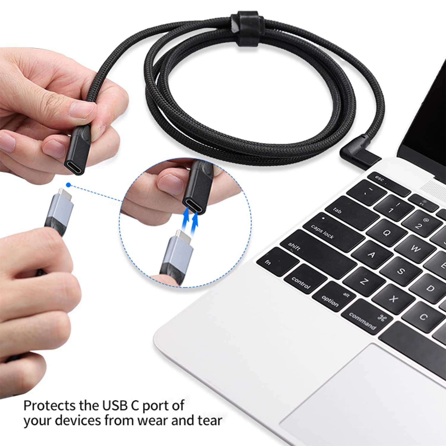 CAKOBLE USB-C Verlängerungskabel 0,5 M (Winkel) – 240W, 20 Gbps, 4K@60Hz, Für IPhone, MacBook, Galaxy