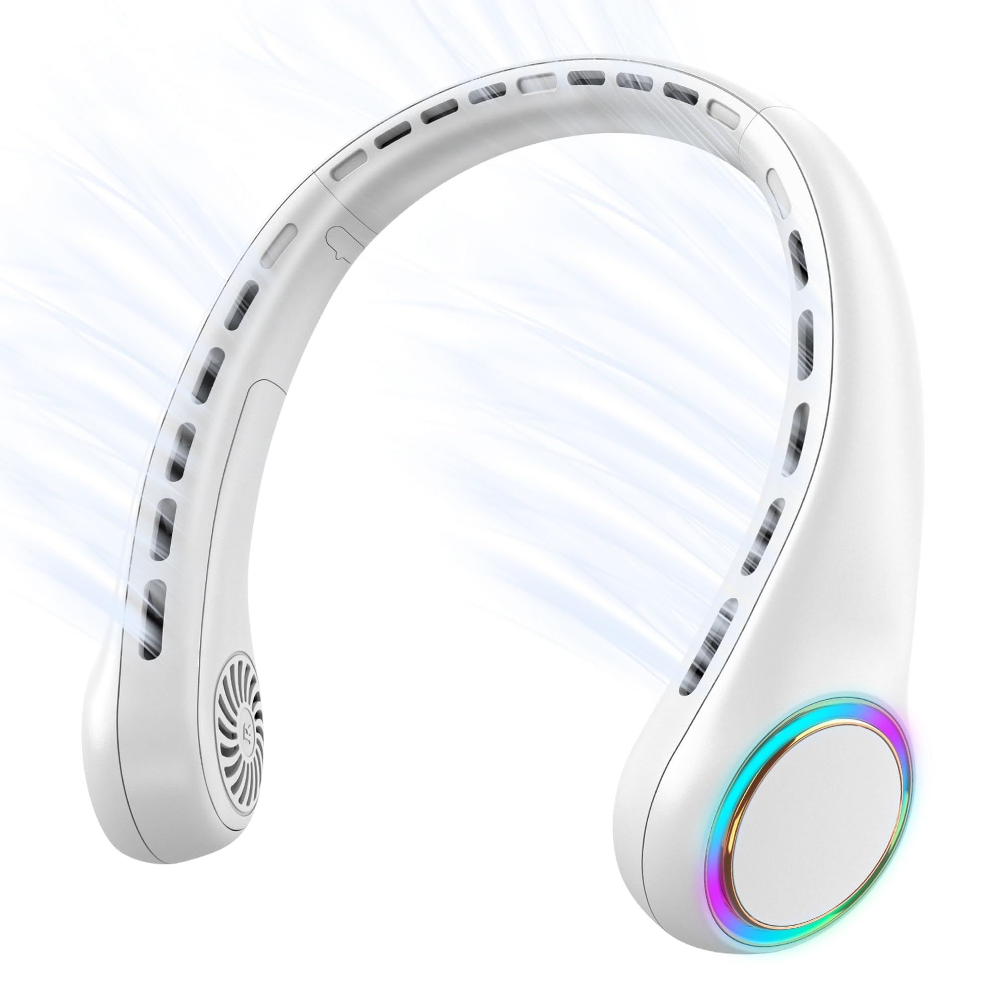 Mini ventilateur de cou USB silencieux rechargeable 3 vitesses avec LED