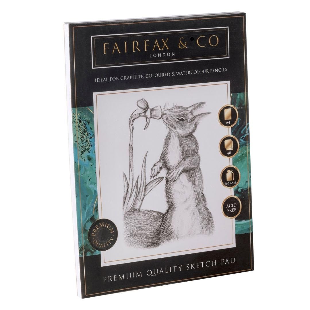 Hti Women's White Fairfax & Co A4 Artist Sketch Pad – 40 Sheets (160 Gsm) | Premium Acid-Free Cartridge Paper Sketchbook For Drawing, Painting & Mixed Media | Art Supplies For Adults & Students