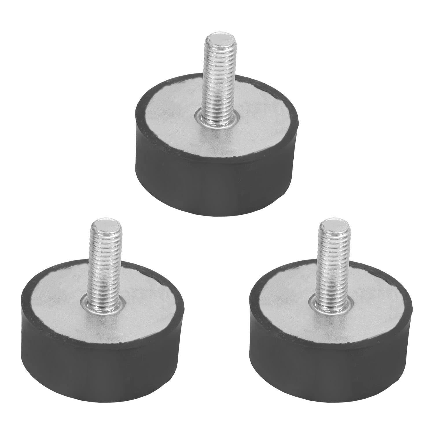 MroMax 3Pcs Shock Absorber 1.97" x 0.79" Cylindrical Shock Absorber with Studs M10x27mm Thread Male Rubber Mounts Isolators Anti Vibration Pads Base Block Black