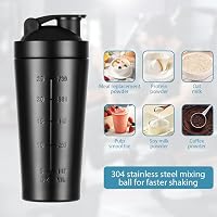AOGOE Rozsdamentes Acél Protein Shaker 900ml - Sportos Fitnesz Palack Mérlegekkel, Szivárgásmentes BPA Mentes 5