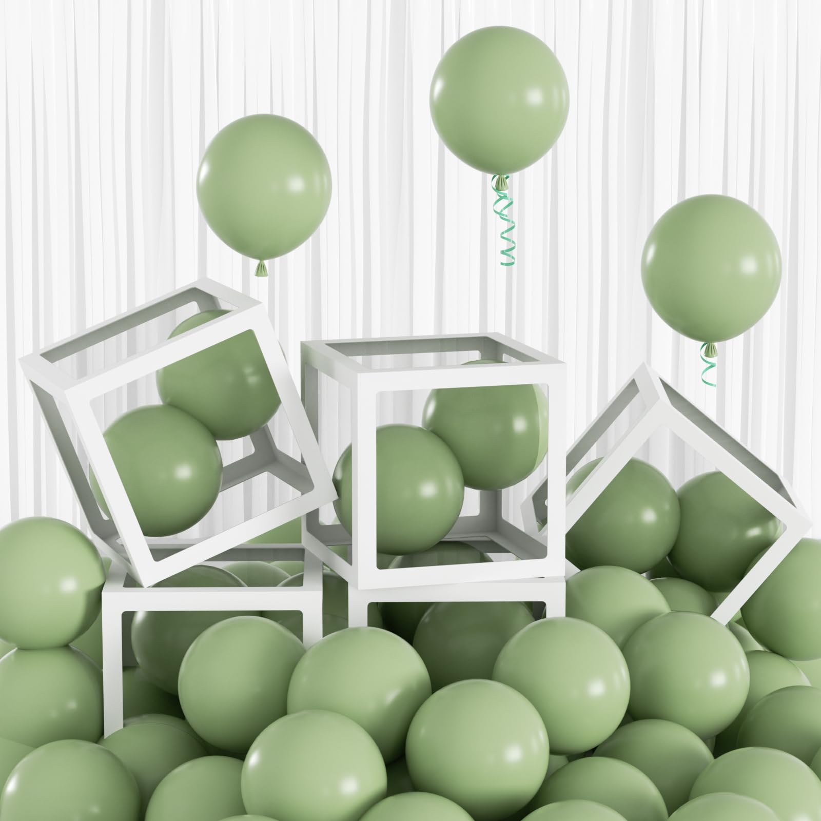 Photo 1 of 100pcs Small Sage Green Balloons 5 Inch, Mini Matte Olive Green Latex Balloons Filler for Boho Wedding, Safari Jungle Baby Shower, Woodland Birthday Party Decorations