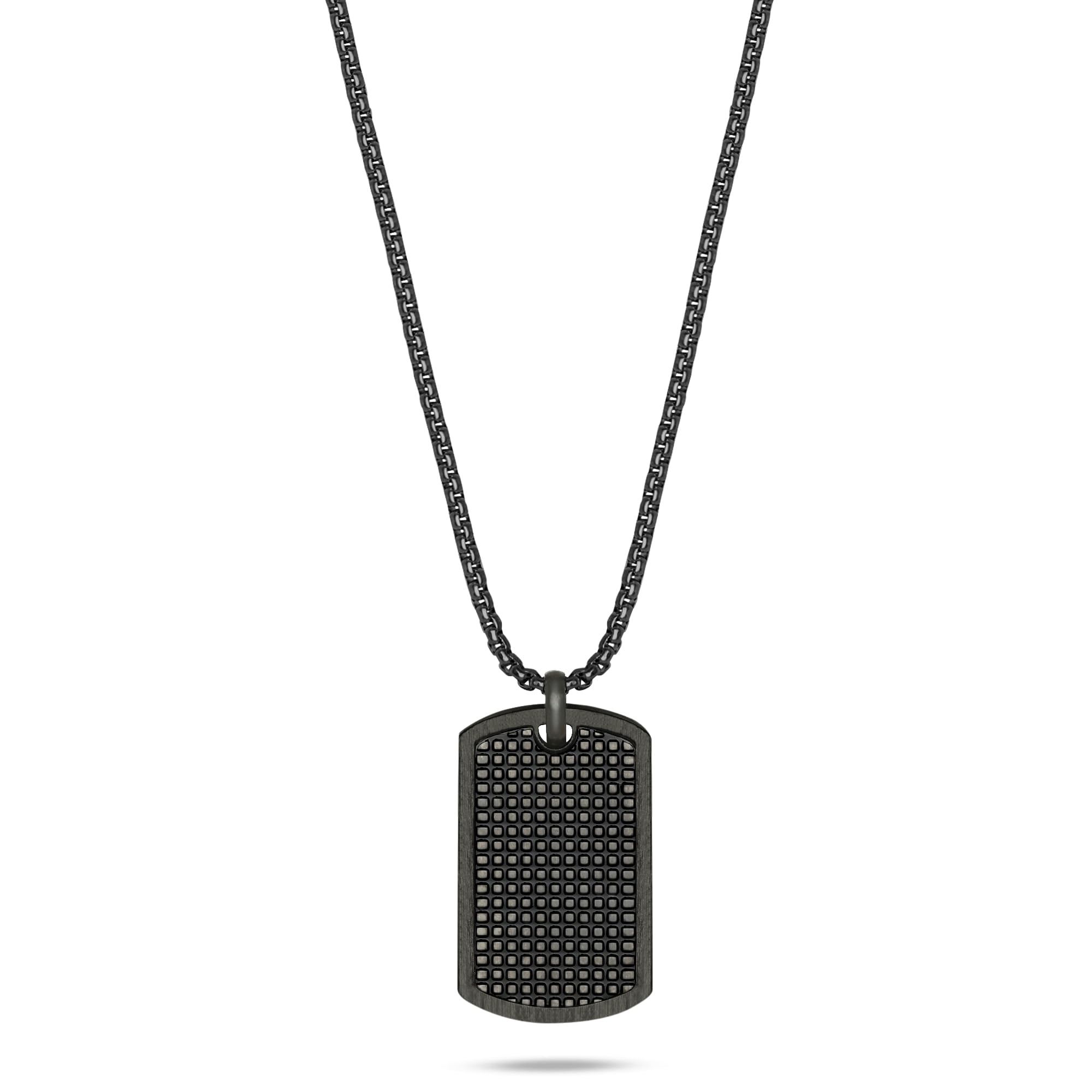 s.Oliver Men's Necklace – Necklace Made of Matte Stainless Steel with Tag Pendant – IP Gun – Venetian Chain Adjustable up to 60 cm – Waterproof and Skin-Friendly