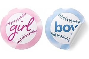 Baseball Gender Reveal Baby Shower Decorations Blue and Pink Team Stickers