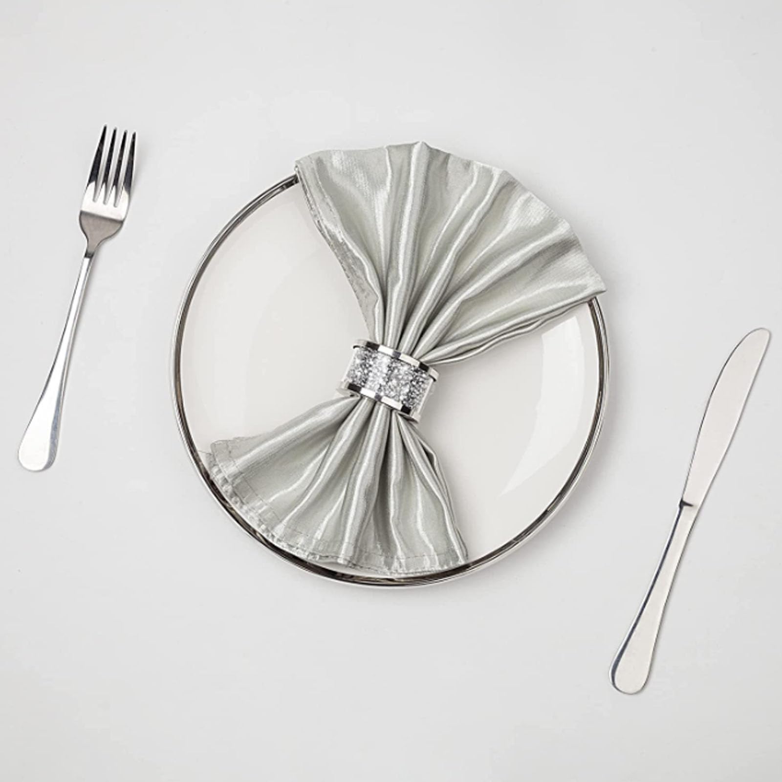 Set di 4 portatovaglioli in cristallo per eleganti tavoli – Portatovaglioli decorativi con strass, ideali per ricevimenti di nozze, cene, riunioni di famiglia, fibbie per tovaglioli in argento (6)