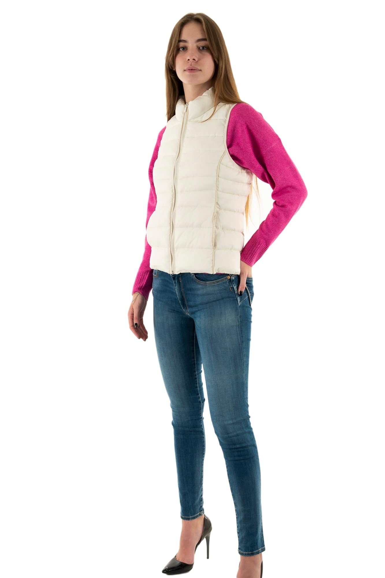 ONLY Damen ONLNEWCLAIRE Quilted Waistcoat OTW NOOS Steppweste 15225157 ,Cloud Dancer/Detail:pipping Tone in Tone ,S