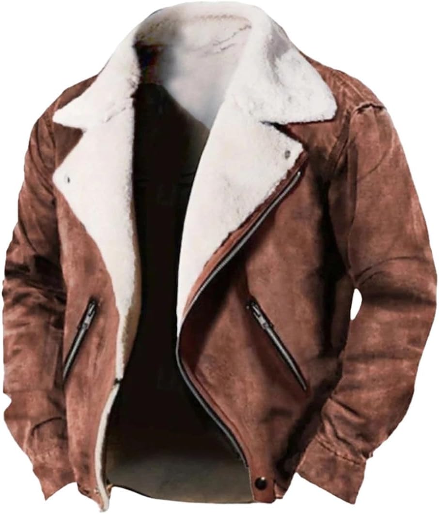 Men's Pointed Collar Winter Jacket Thickened Windproof And Warm Fleece Lining Casual Outerwear