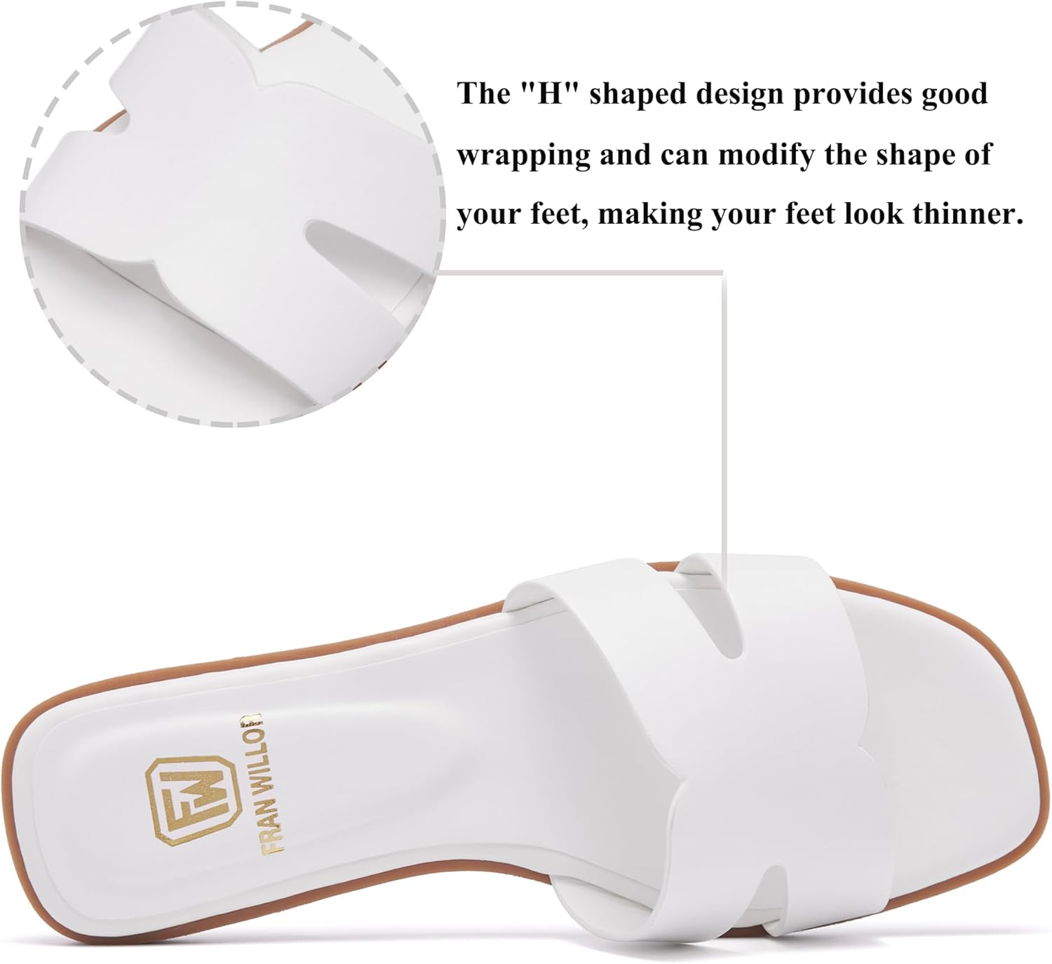 Women's Flat Sandals Dressy Comfortable Slide Sandals Fashion Square Open Toe Slip On Beach Sandals for Summer - Image 4