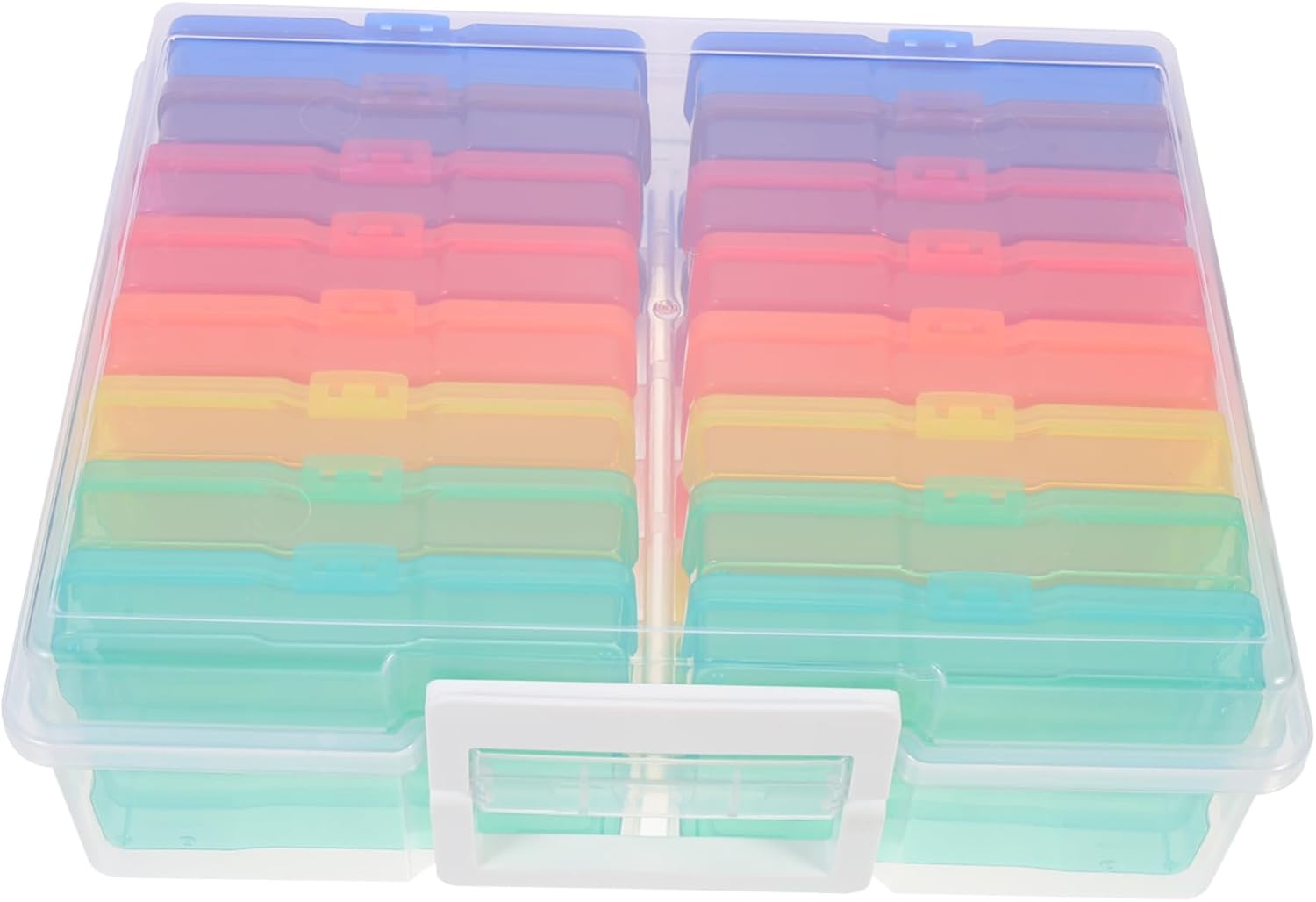 Compartment Photo Storage Box Multi-functional Organizer for Photos Postcards and Craft Supplies Colorful Handheld Case for and Desktop Organization