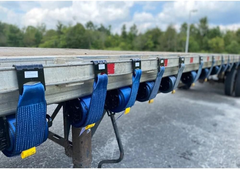 Mytee Products 4" x40' Heavy Duty Winch Straps with Flat Hook WLL# 5400 LBS - 4 Pack Flatbed Tie Down Truck Straps - 4 Inch Cargo Control for Flatbed Truck Utility Trailer (Blue)