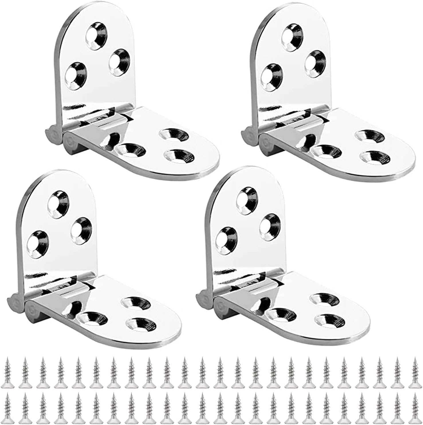 Tuklye Amzuia 4 Pcs Folding Flip Top Hinge, Heavy Duty Folding Flip Top Hinge 180 Degree Round Edge Hinge for Folding Tables Sewing Machine Table Furniture Accessories