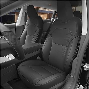 Compatible For Tesla Model 3 Highland 2024 Seat Covers Nappa Leather Front Rear Car Seat Cushion Armrest Cover Interior DecorationBlack Set