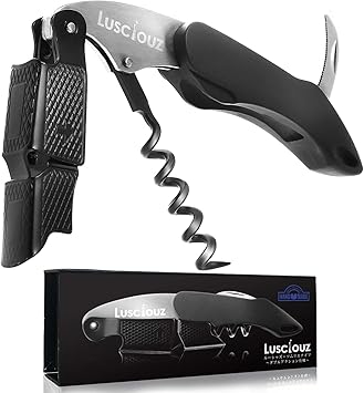 Amazon Lusciouz ルーシャズ 鬼すべり ソムリエナイフ コルク抜き 栓抜き ワインオープナー 初心者でも簡単に ワイン コルクを抜栓 ダブルアクション 摩擦レス ワインギフト に ソムリエ ご家庭にも ギフト 箱入り Lusciouz ワインオープナー 通販