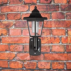 Relaxdays Solar Wandlaterne im 2er Set, nostalgische LED Solarlampe für draußen, energiesparend, wasserdicht, schwarz – Bild 6