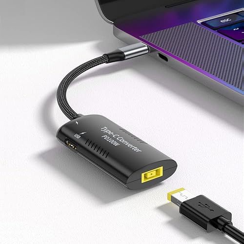 PLUSPOE Adaptador USB C a punta delgada, PD3.0 carga rápida multipuerto para Lenovo Thinkpad, MacBook, Chromebook
