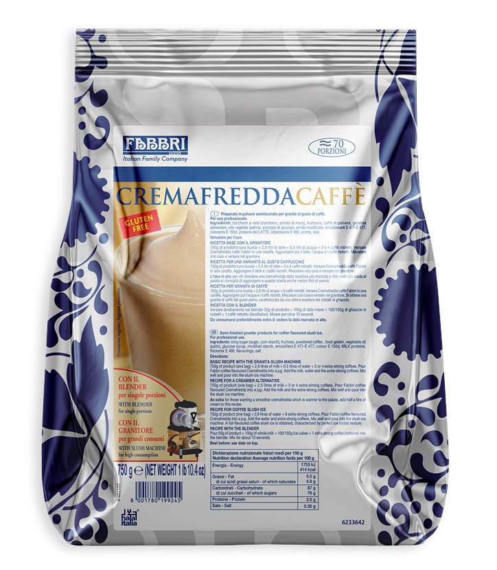 Fabbri Crema Fredda al Caffe' Preparato in Polvere Semilavorato per Granita 750g