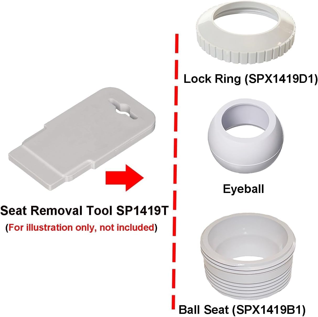 PoolSupplyTown Pool Spa 1/2" Opening Hydrostream Return Jet Fitting SP1419C with 1-1/2" Inch MIP Thread Replacement for Hayward SP1419C (5 Pack)