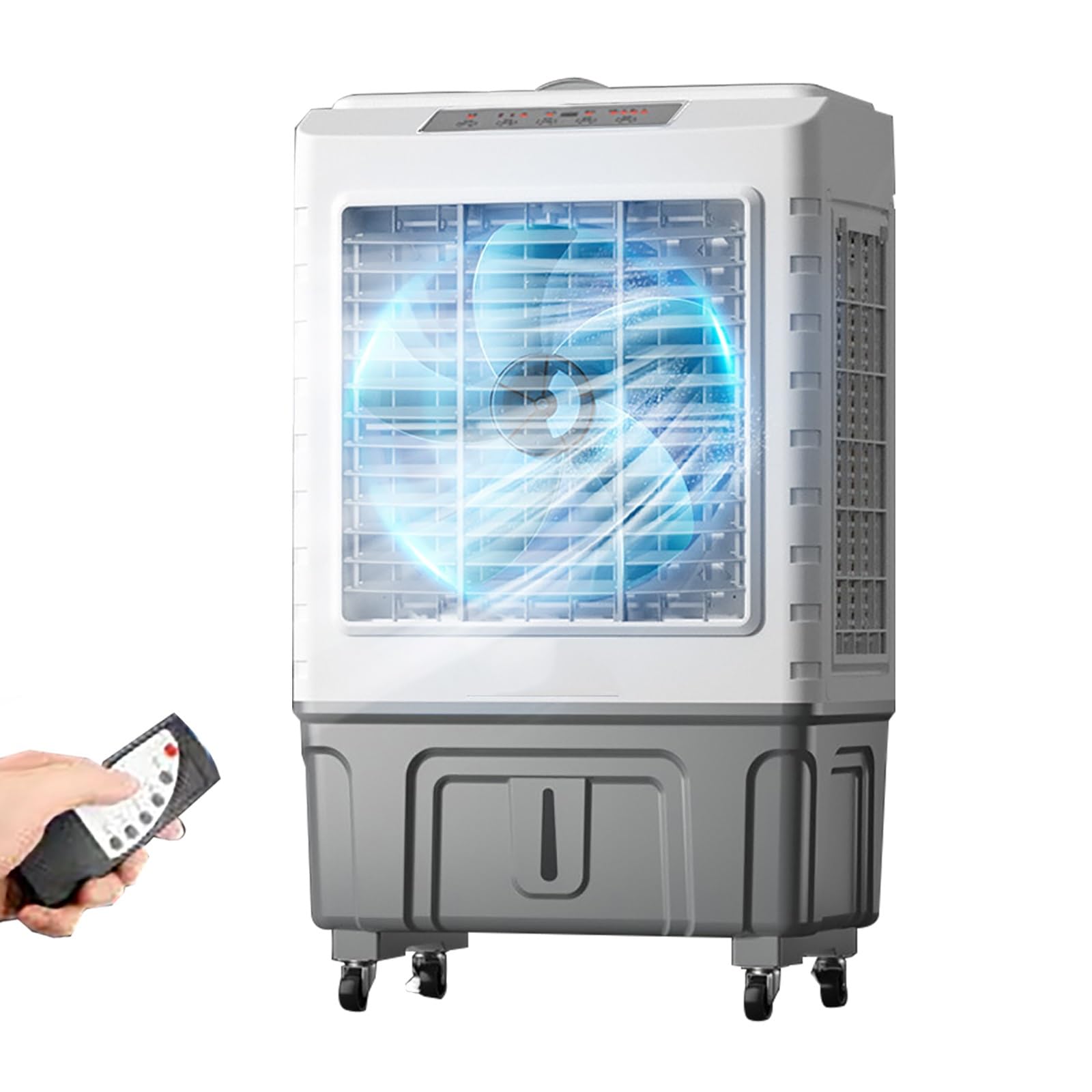 Air Cooler Fan 50L/55L Evaporative Air Cooler, Swamp Cooling Fan with 3 Speed, 4 Ice Crystal Boxes, Portable Cooler Fan 7.5hrs Timer(Size:88cm-50L)