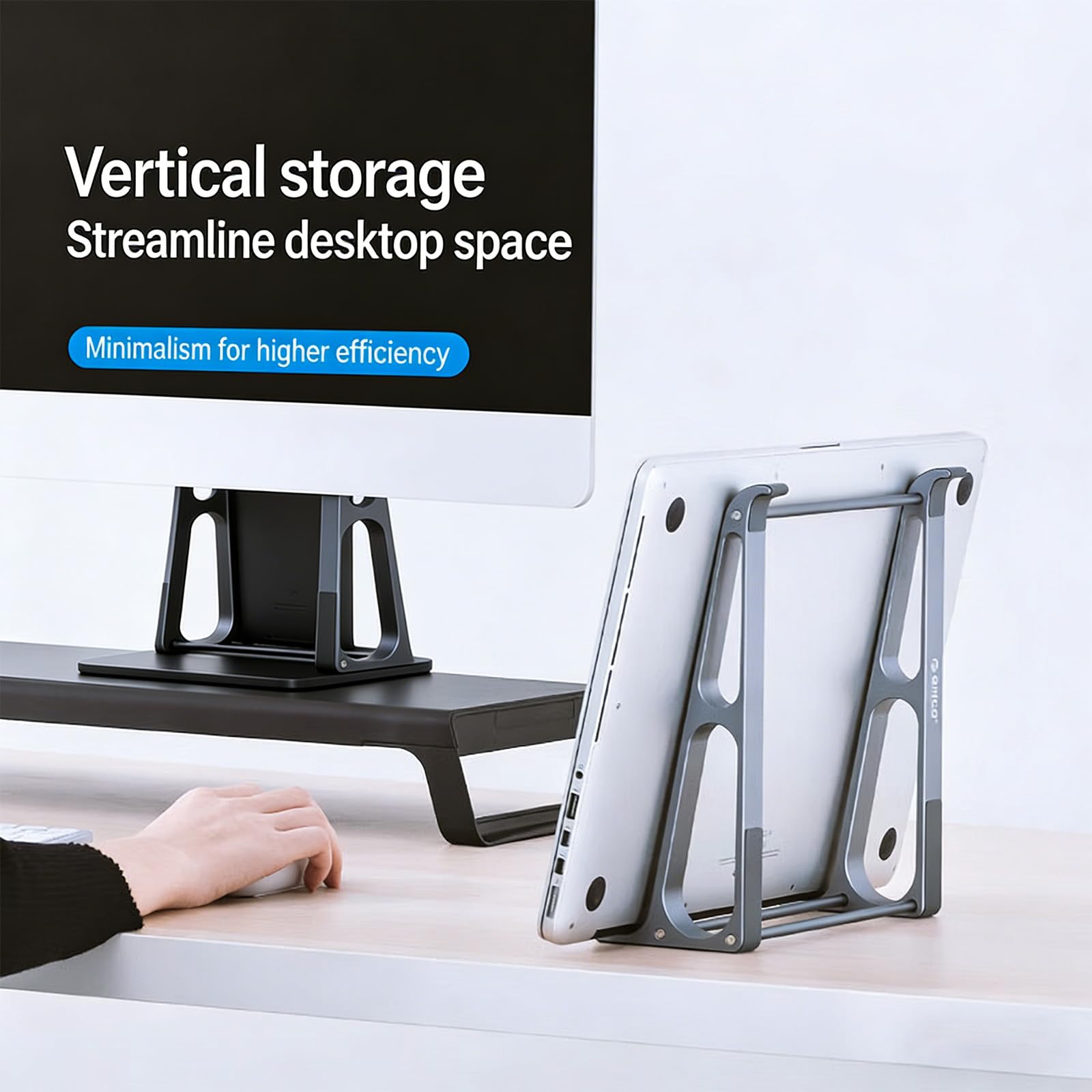 Supporto ergonomico per computer in lega di alluminio Staffa verticale per laptop Facile da riporre per scrivania Notebook Laptop Staffa portatile ergonomica per supporto di raffreddamento per