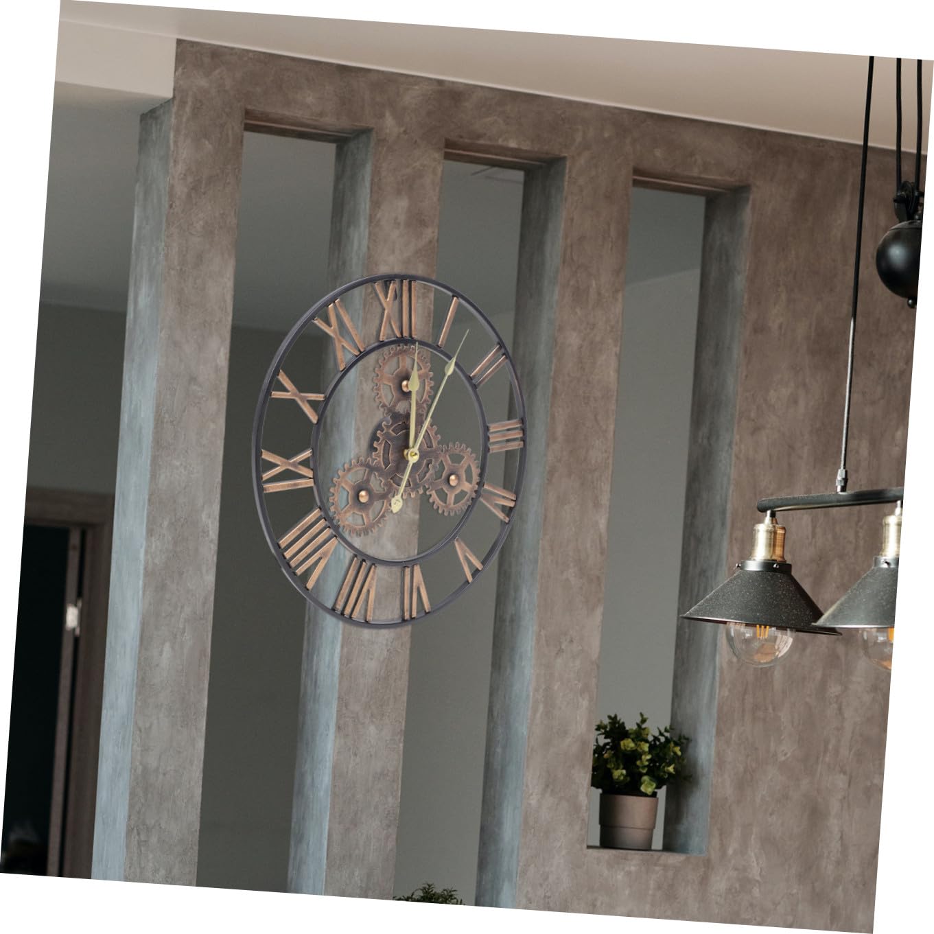 Reloj de Pared Redondo de Hierro Estilo Industrial Americano para Decoración de Sala y Dormitorio
