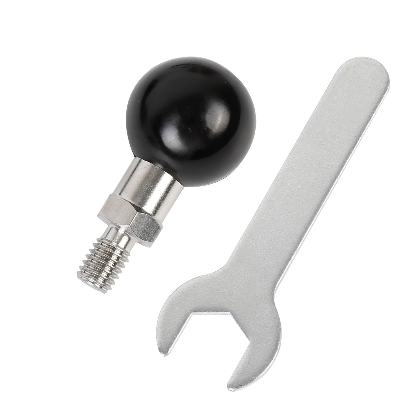 1'' ball adapter with m8 x 1.25 threaded post compatible with ram mounts b size double socket arm, 1 inch ball mount base for motorcycle bike atv rearview mirror