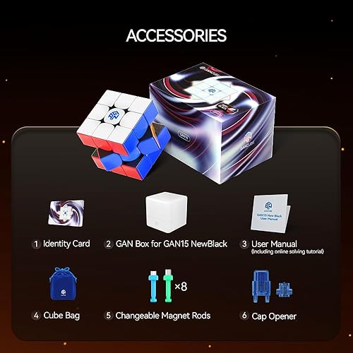Miniatura 5 de GAN GAN Cube - Cubo de velocidad magnético ligero de 3 x 3 con recubrimiento UV, 15 unidades, rompecabezas para niños y adultos, combina idealmente