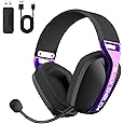 Black Emblem X1 Wireless Gaming Headset with Removable Mic for PC, PS5, PS4, Switch, 2.4GHz Gaming Headphone with Breathable Earcups, Bluetooth 5.4, 50H Battery, Lightweight Gamer Headset