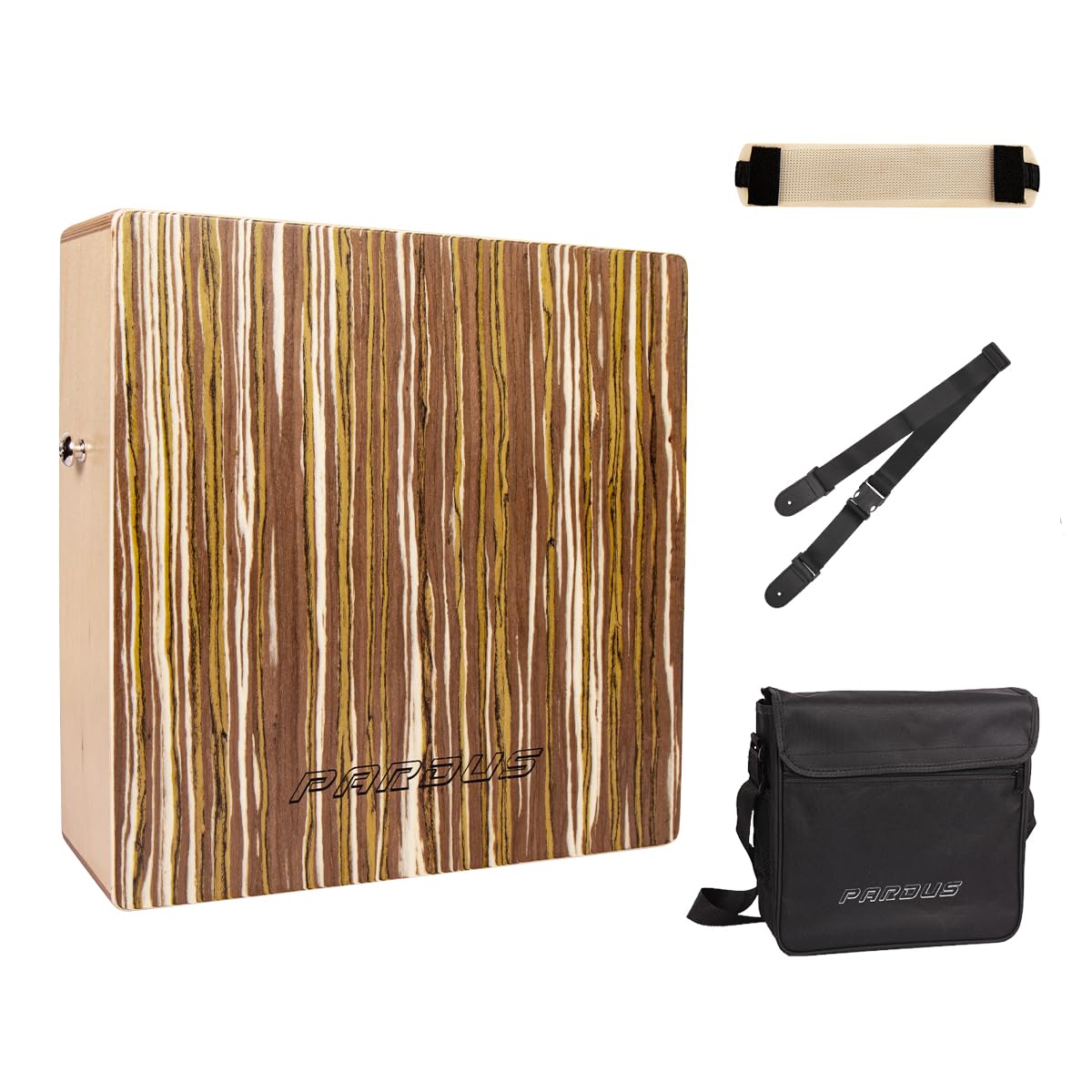PARDUS Portable Cajon Drum with Removable Snare Straps Travel Cajon with Dual-Sided Birch & Techwood for Deep and Crisp Sounds Percussion Musical Instrument Includes Oxford Carrying Bag