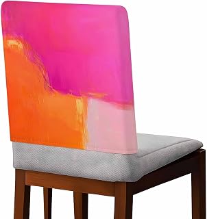 4 Pack Orange Ponk Chair Back Cover for Dining Room Gradient Splatter Foil Painting Grunge Art Removable Back Chair Slipcovers Washable Dining Seat Protector for Holiday Party Weeding Banquet
