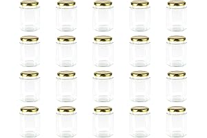 Encheng 10 oz Clear Glass Jars With Gold Lids (20 pack)