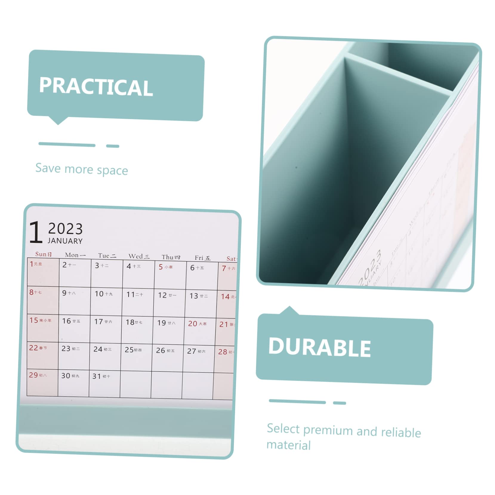 VILLCASE 3 Stück 2023 2023 Stifthalter-Tischkalender Mini-Tischkalender Schreibtisch-Container Tageskalender storage boxes aufbwahrungs-box vielseitiger Bürokalender Desktop-Container p.s