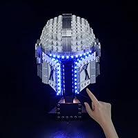 Vista 1 de Kit de luz LED mejorado para casco Lego The Mandalorian 75328, modelo construible, versión de control de luz compatible con Lego 75328
